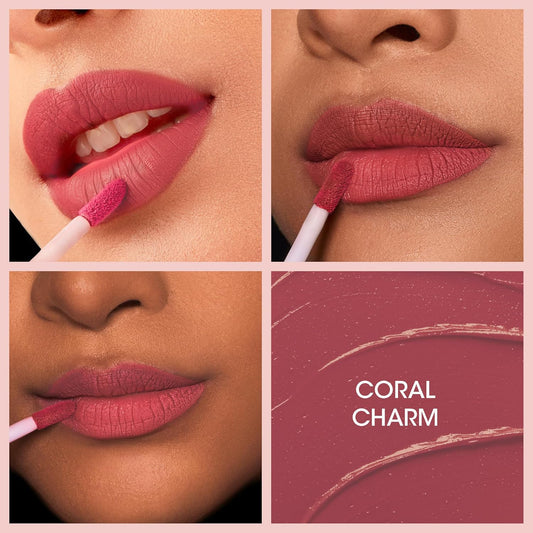 OG Beauty Coral Charm Moisture Lock Liquid Lipstick – Long-Lasting Matte Finish with Hyaluronic Acid & Vitamin E – 4.5 ML