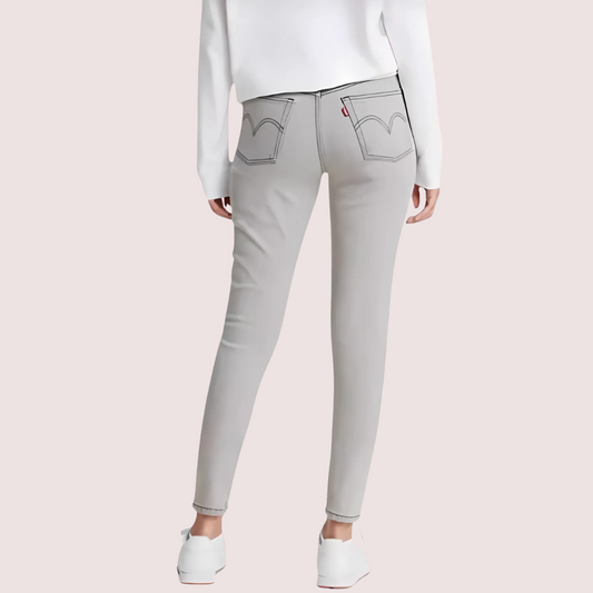High Rise Skinny Jeans in Gray with Low Stretch