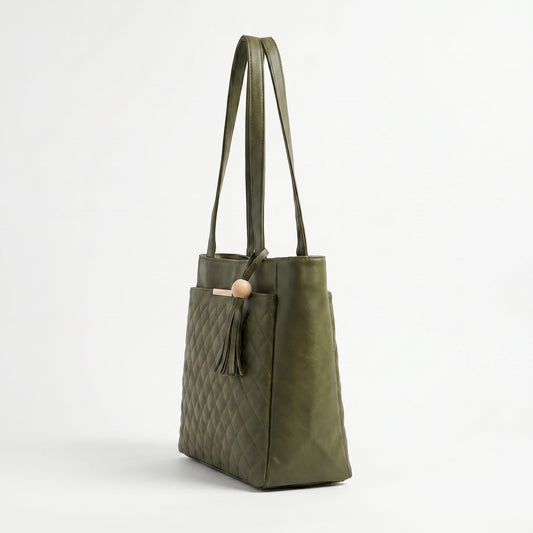 Olive Grace Quilted Tote Bag