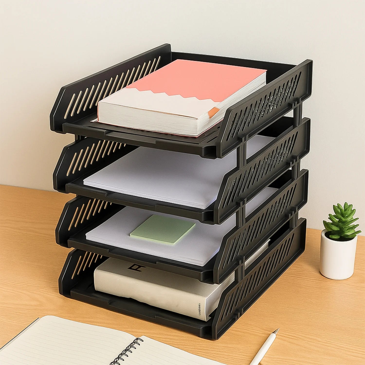 4-Layer Multifunctional File Rack with Drawers – Office Desk Organizer & Document Storage Box