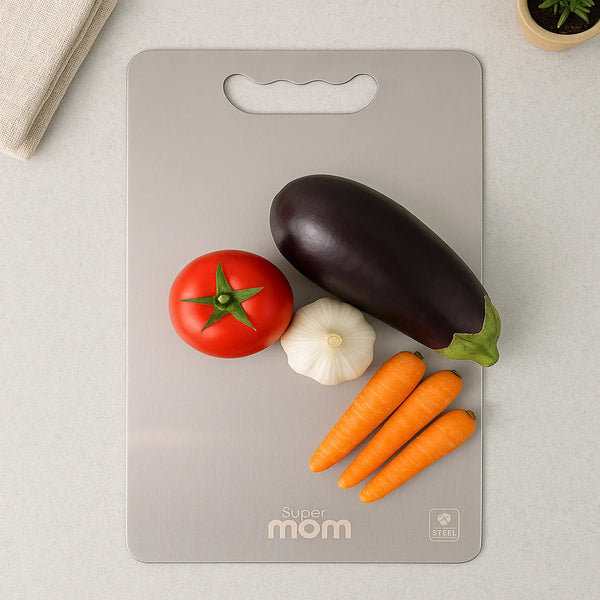 Supermom Medium Stello Stainless Steel Chopping Board – Durable, Hygienic & Knife-Friendly (228 x 330 mm, 1.5mm Thick)