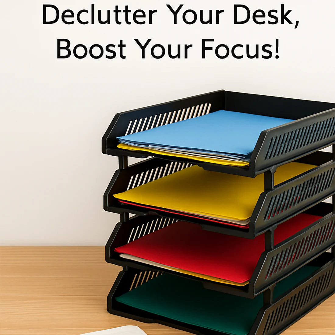 4-Layer Multifunctional File Rack with Drawers – Office Desk Organizer & Document Storage Box