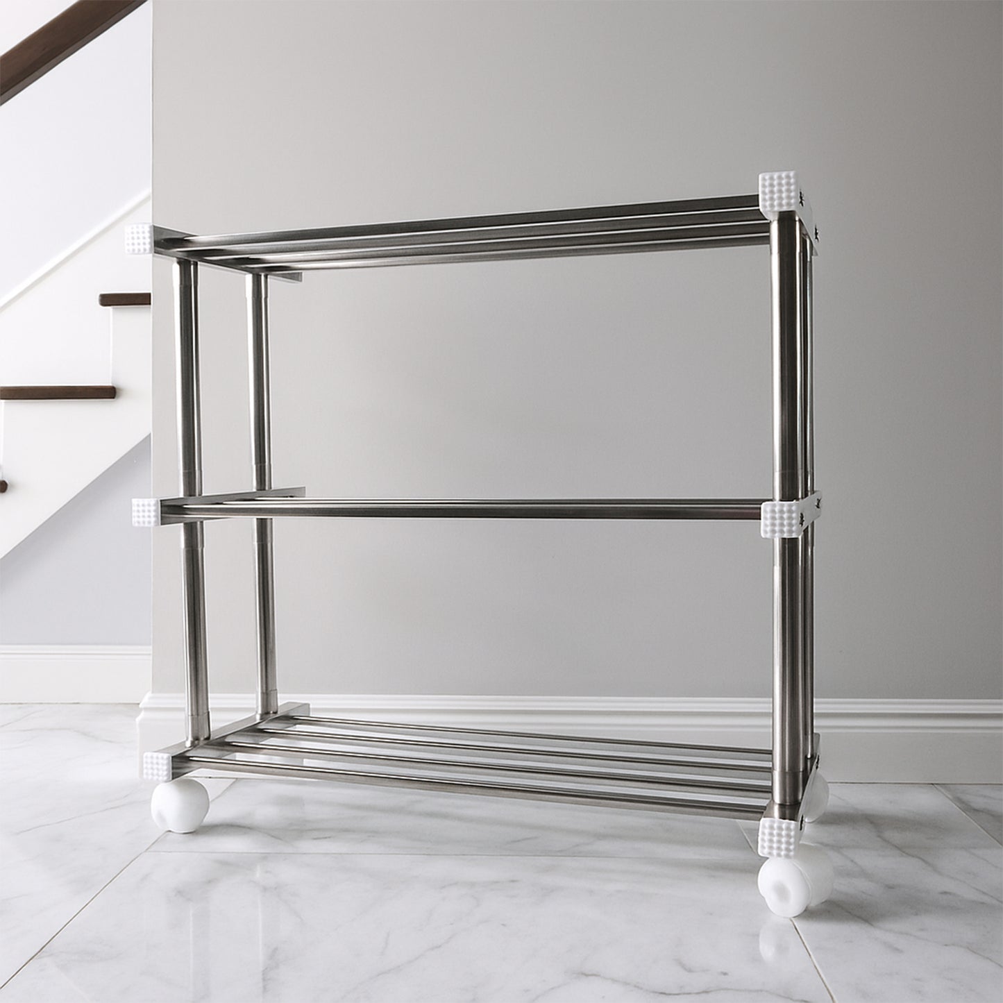 Supermom 3-Layer Stainless Steel Multipurpose Shoe &amp; Storage Rack – Space-Saving Organizer Stand for Footwear, Utility Items, and Home Use