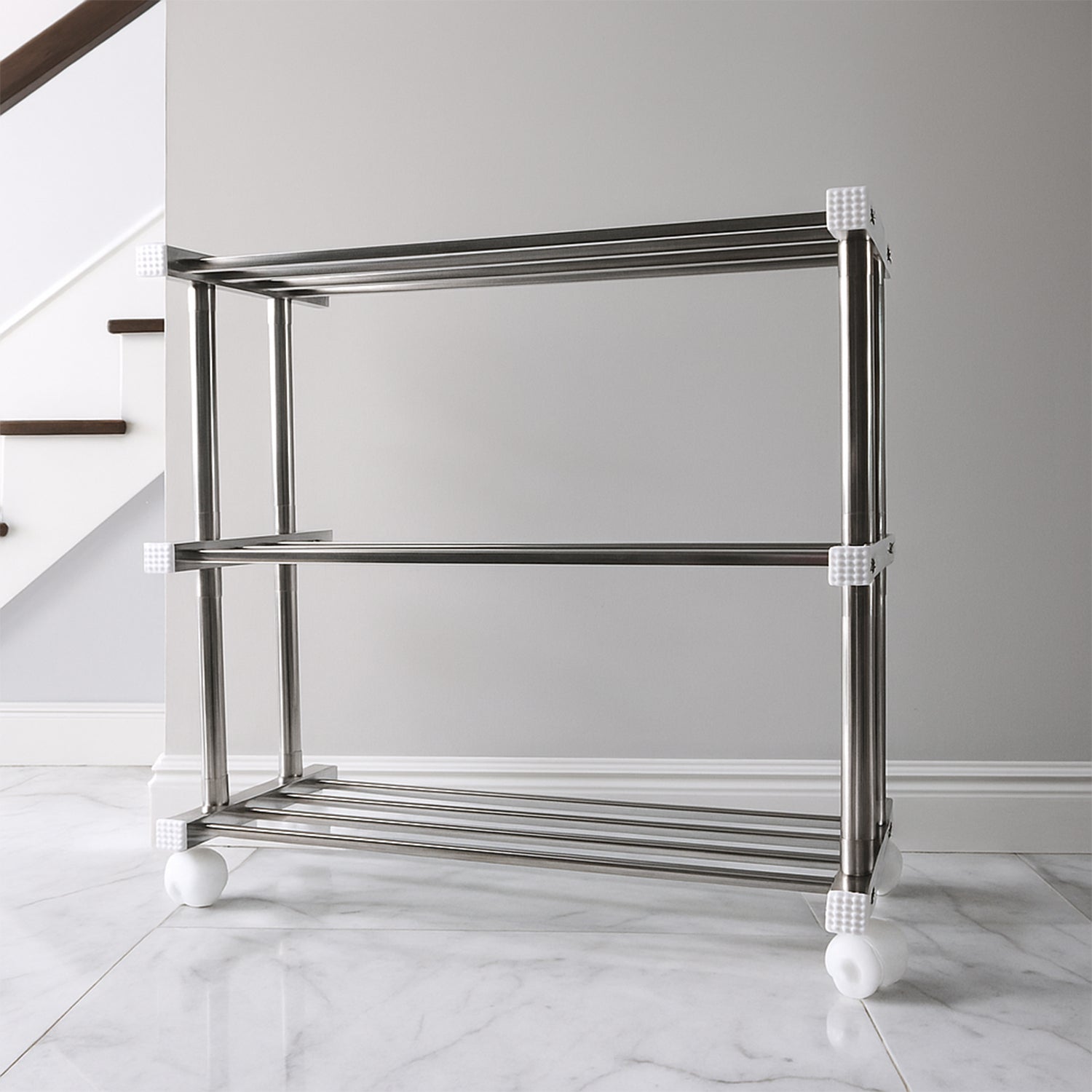 Supermom 3-Layer Stainless Steel Multipurpose Shoe &amp; Storage Rack – Space-Saving Organizer Stand for Footwear, Utility Items, and Home Use