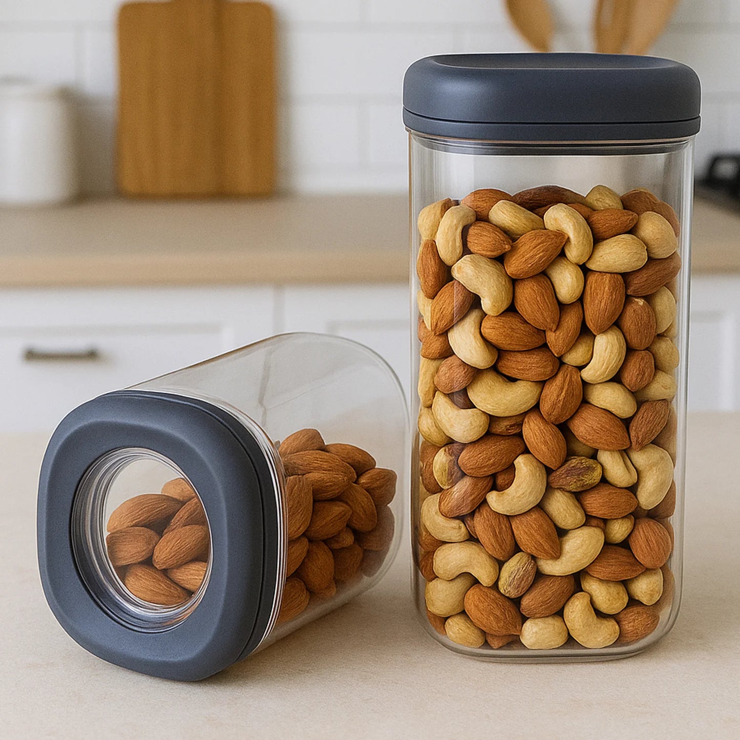 Supermom Airtight Kitchen Storage Containers – 2 Pc Set (1500 ml Each, BPA-Free, Transparent Body with Twist-Lock Lid)