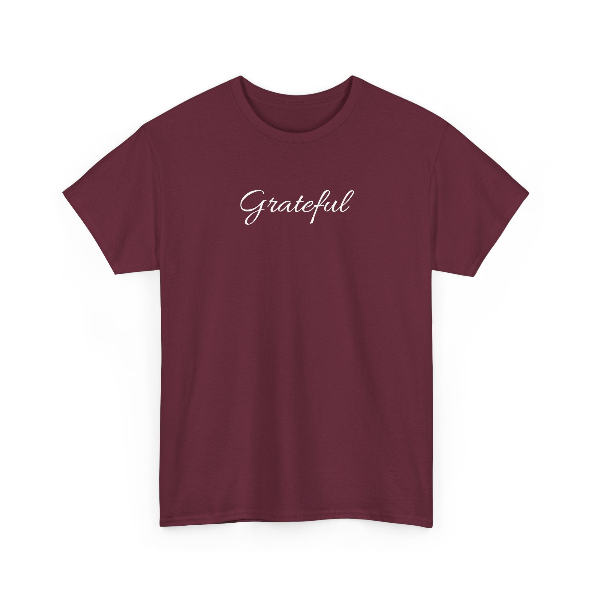 Grateful Tee — Simple Script Gratitude T-Shirt