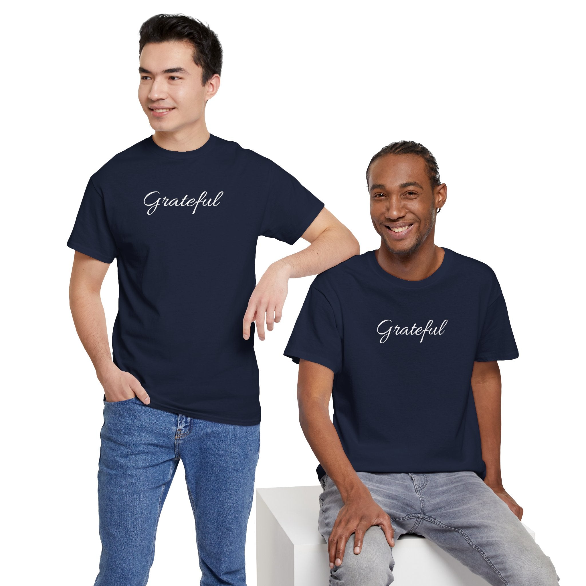 Grateful Tee — Simple Script Gratitude T-Shirt