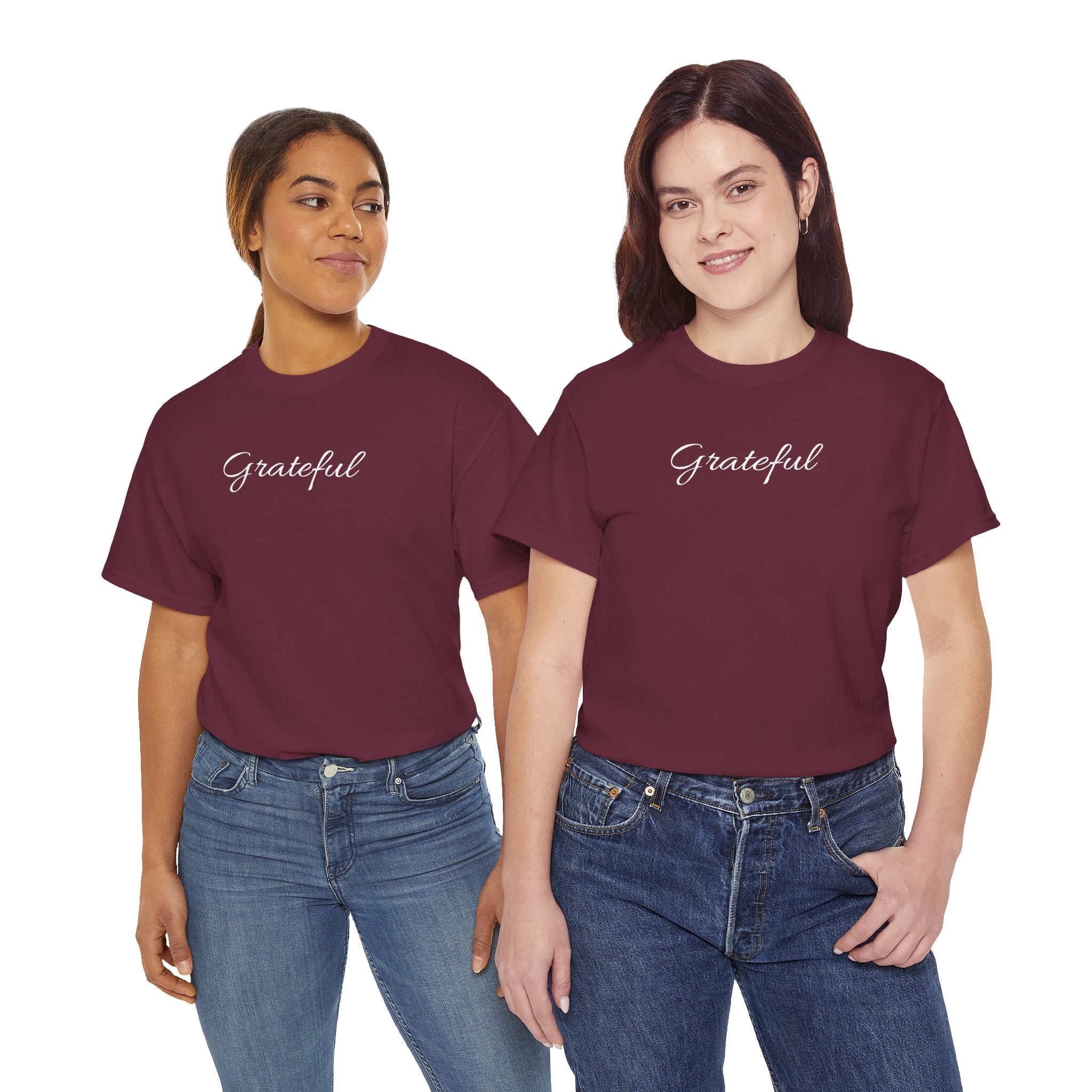 Grateful Tee — Simple Script Gratitude T-Shirt