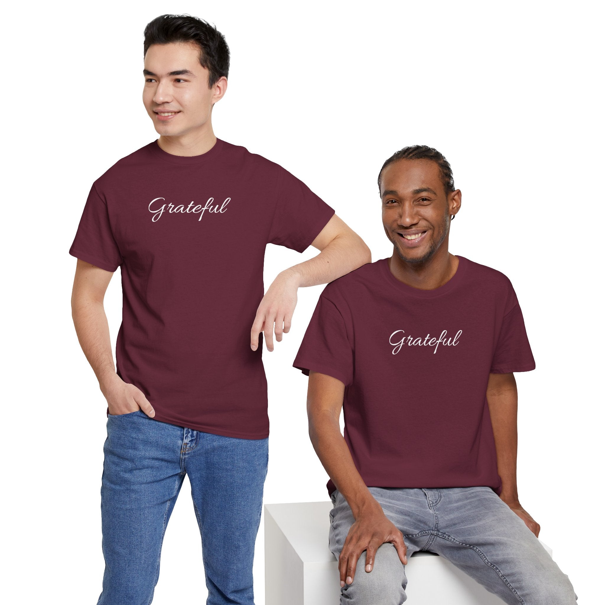 Grateful Tee — Simple Script Gratitude T-Shirt