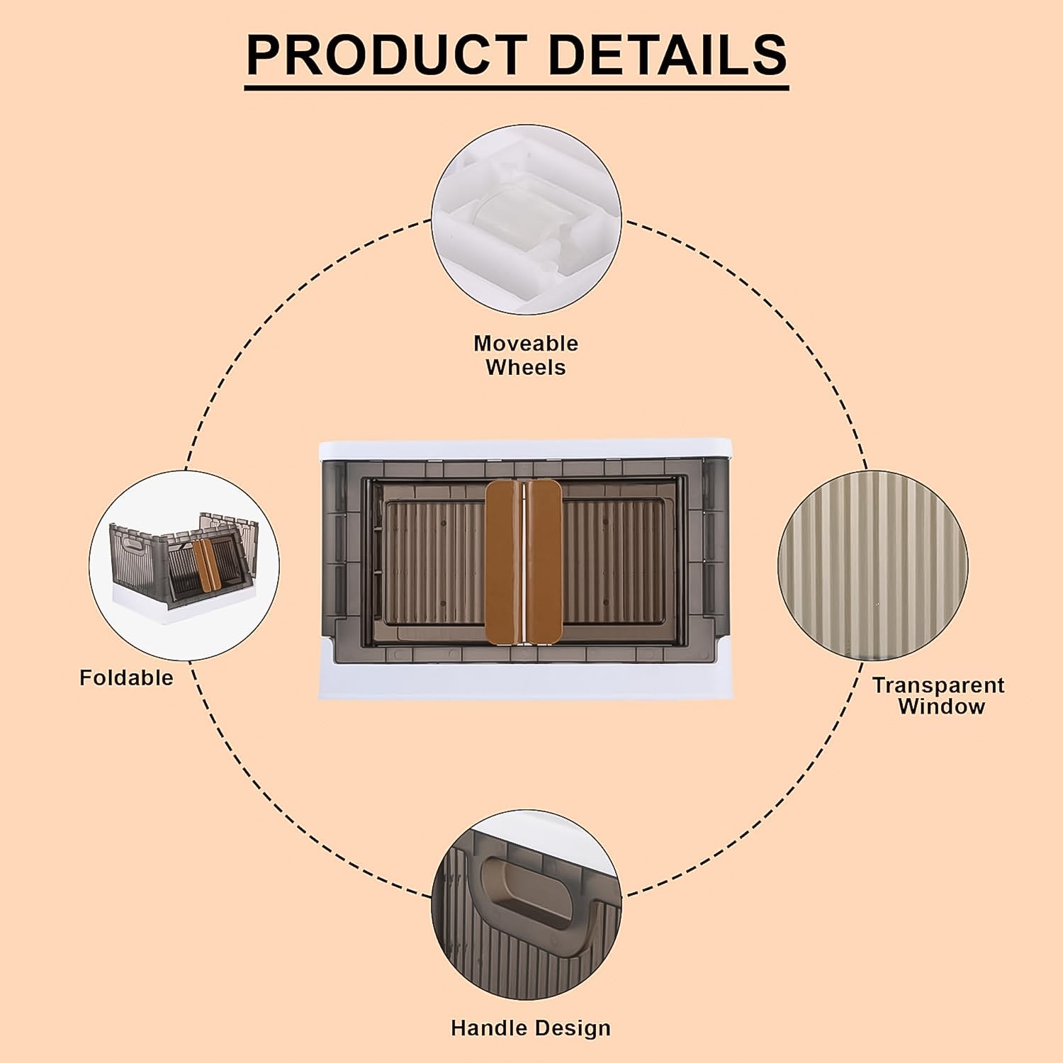 Plastic Folding Wardrobe Storage Organizer with Wheels – 1 Layer, Double Door, Collapsible Design (1 Pc)