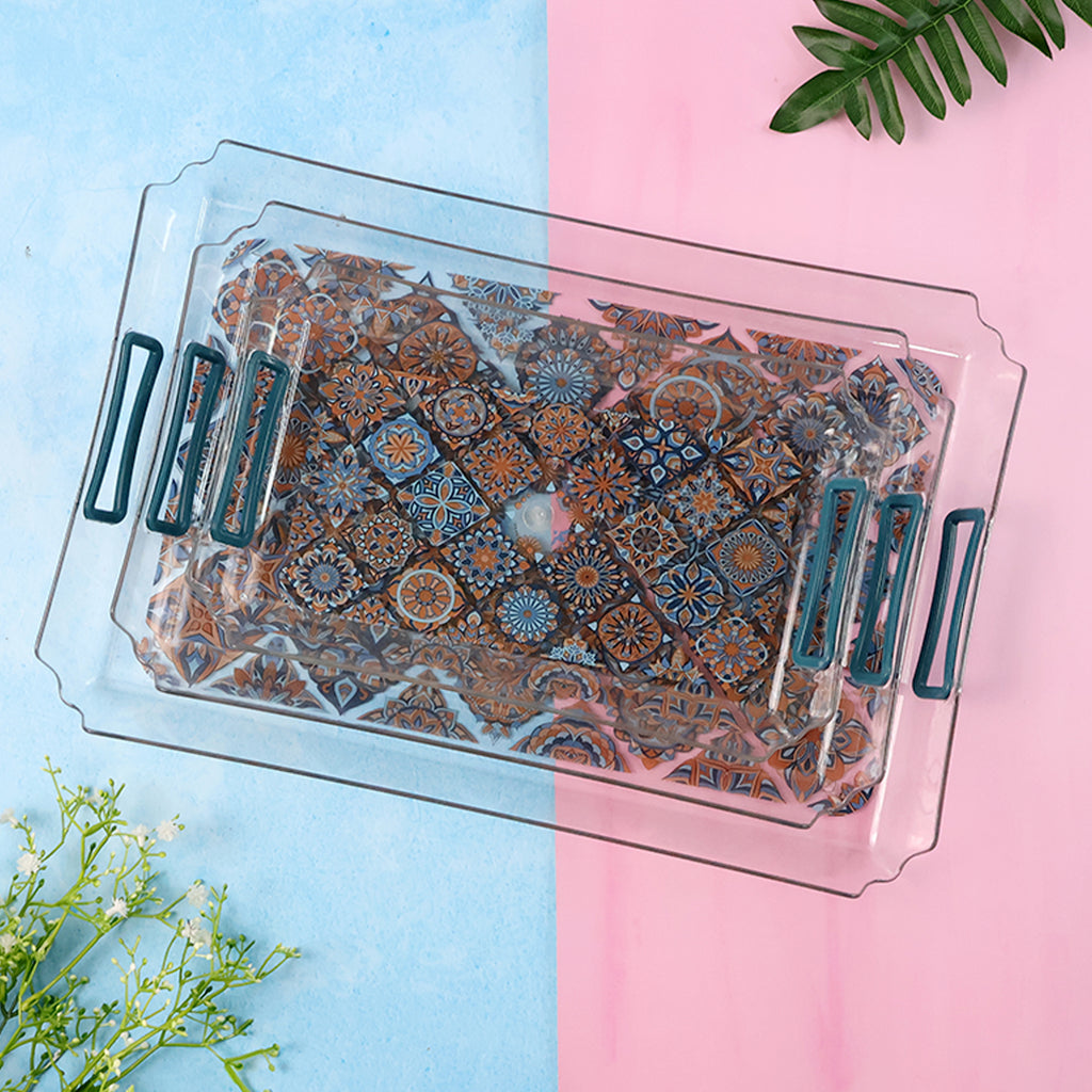 Supermom 3-Piece Multipurpose Serving Tray Set with Easy-Grip Handles – Nesting Trays for Tea, Snacks, Breakfast &amp; Party Serving