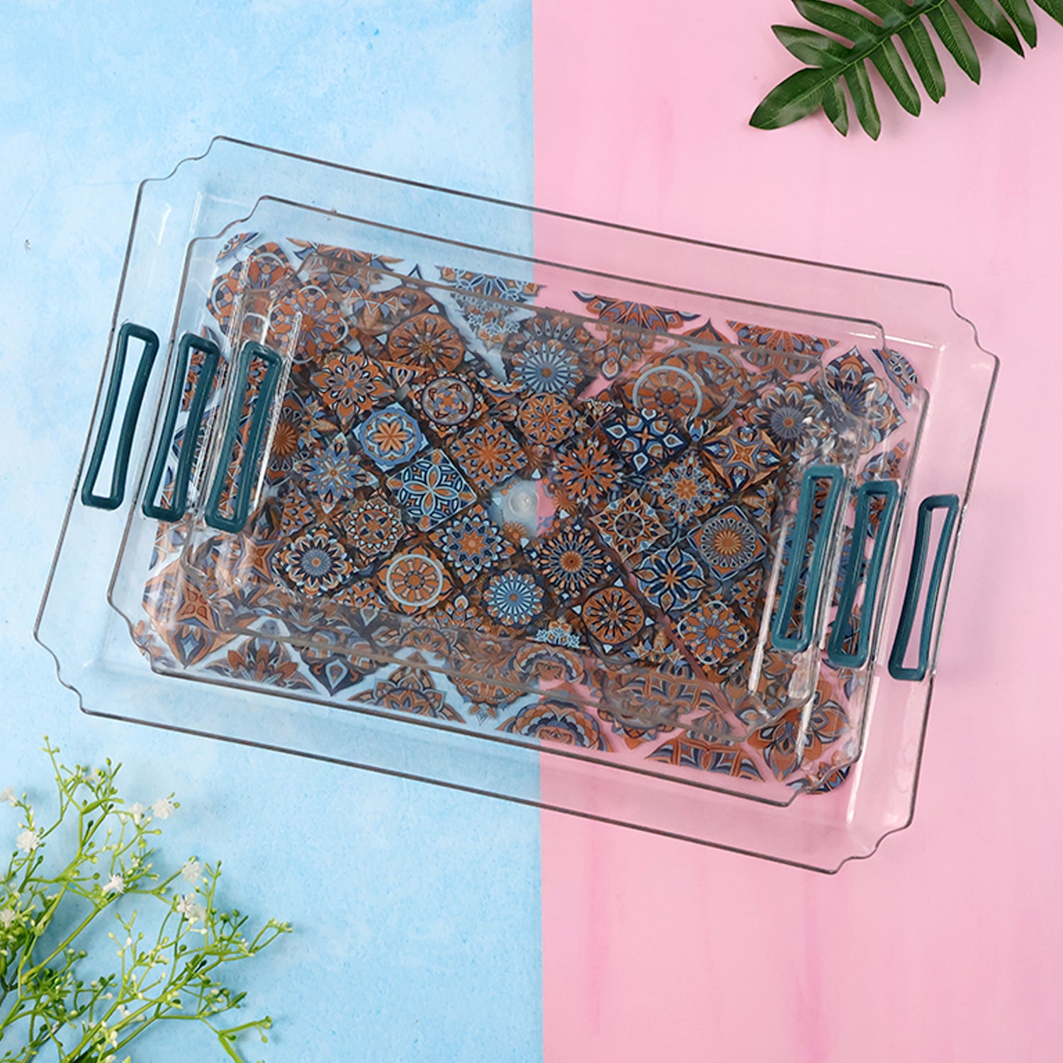 Supermom 3-Piece Multipurpose Serving Tray Set with Easy-Grip Handles – Nesting Trays for Tea, Snacks, Breakfast &amp; Party Serving