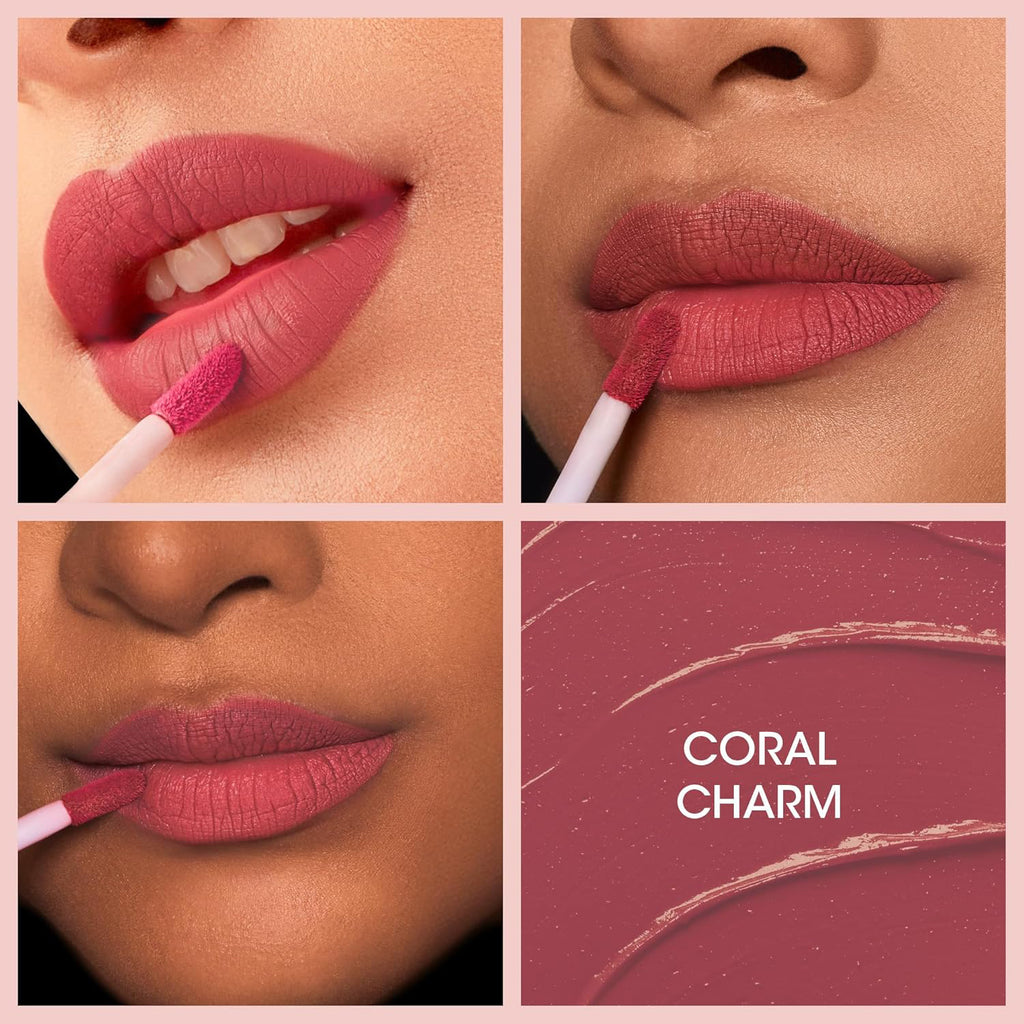 OG Beauty Coral Charm Moisture Lock Liquid Lipstick – Long-Lasting Matte Finish with Hyaluronic Acid & Vitamin E – 4.5 ML
