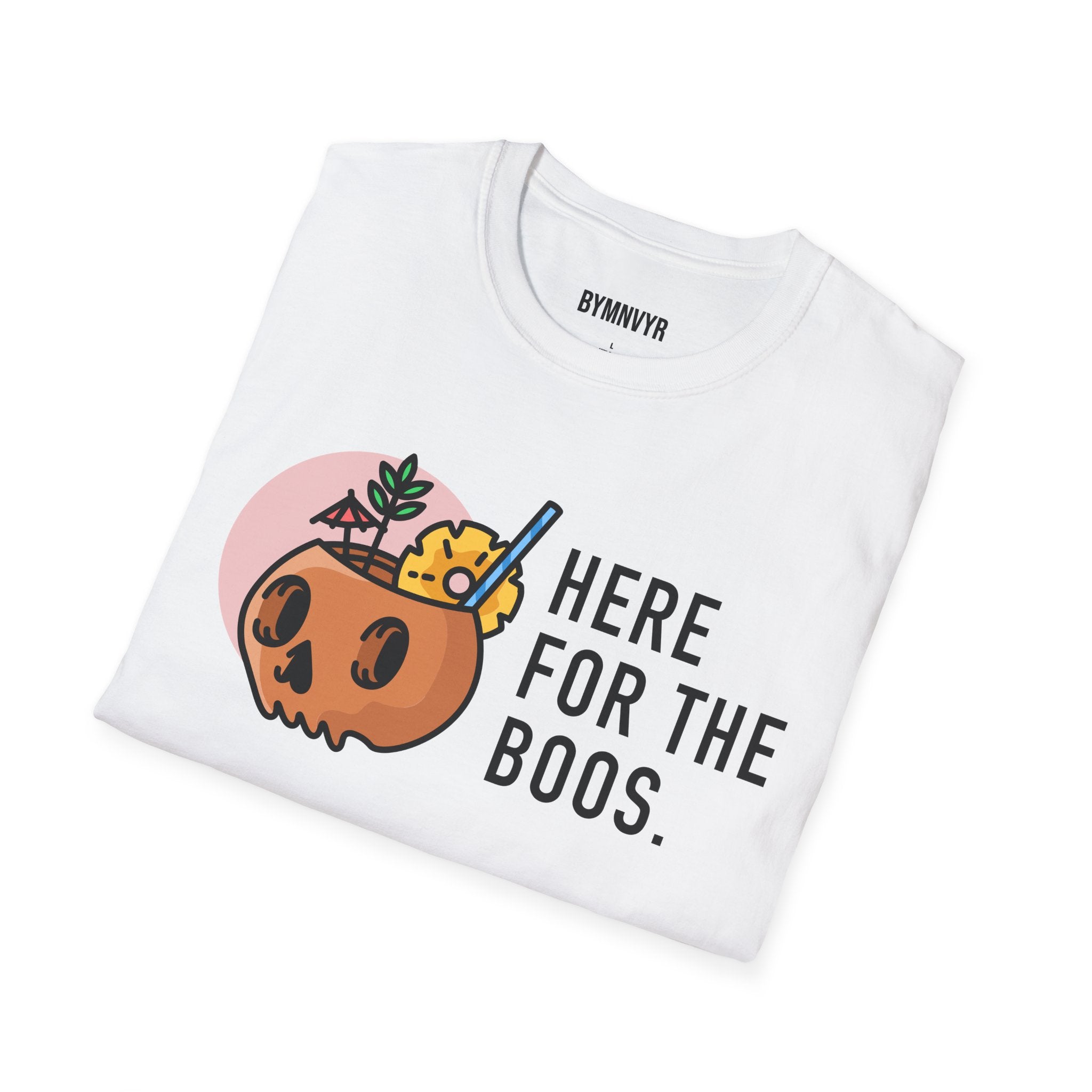 T-Shirt — "Here For The Boos" Halloween Pumpkin Cocktail Shirt