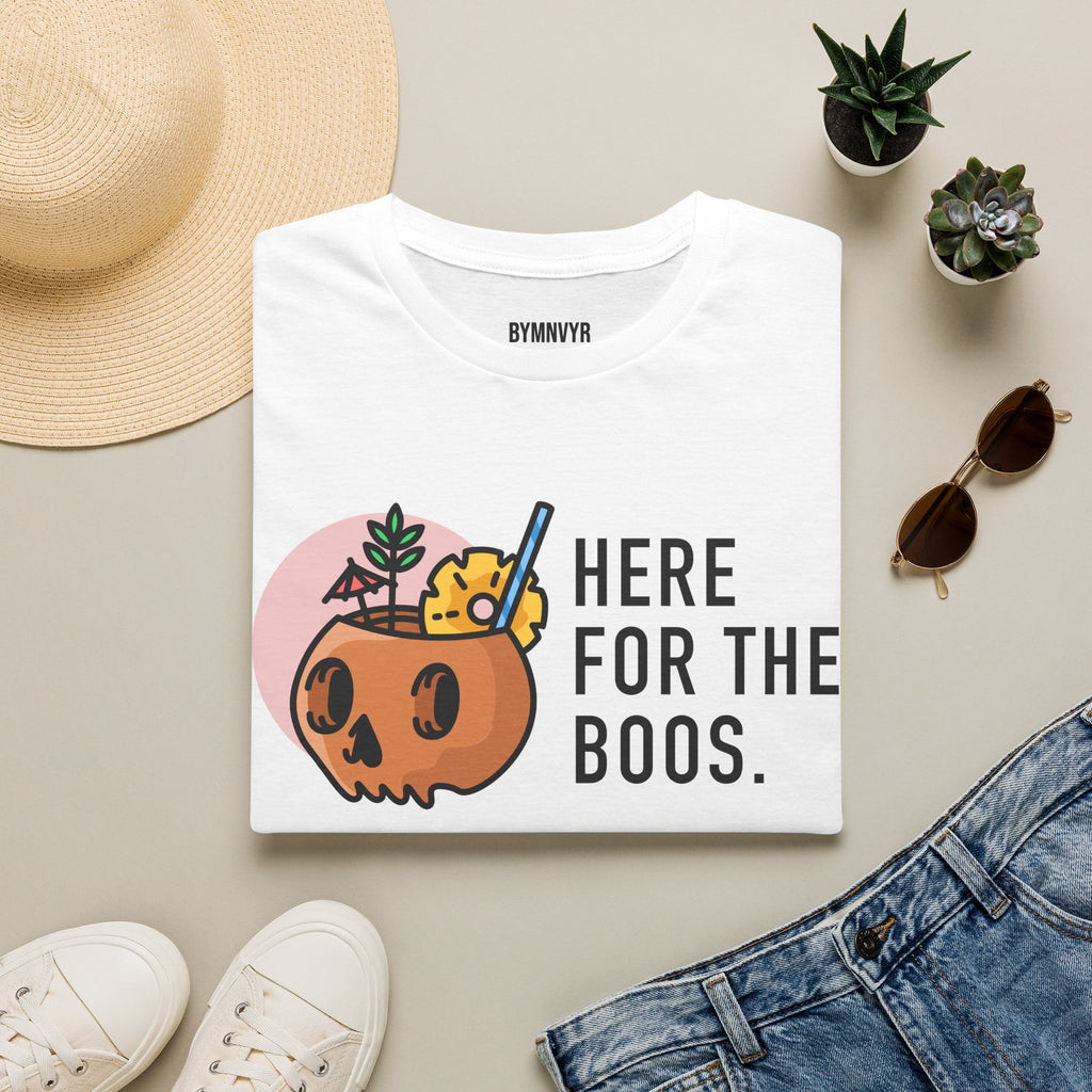 T-Shirt — "Here For The Boos" Halloween Pumpkin Cocktail Shirt