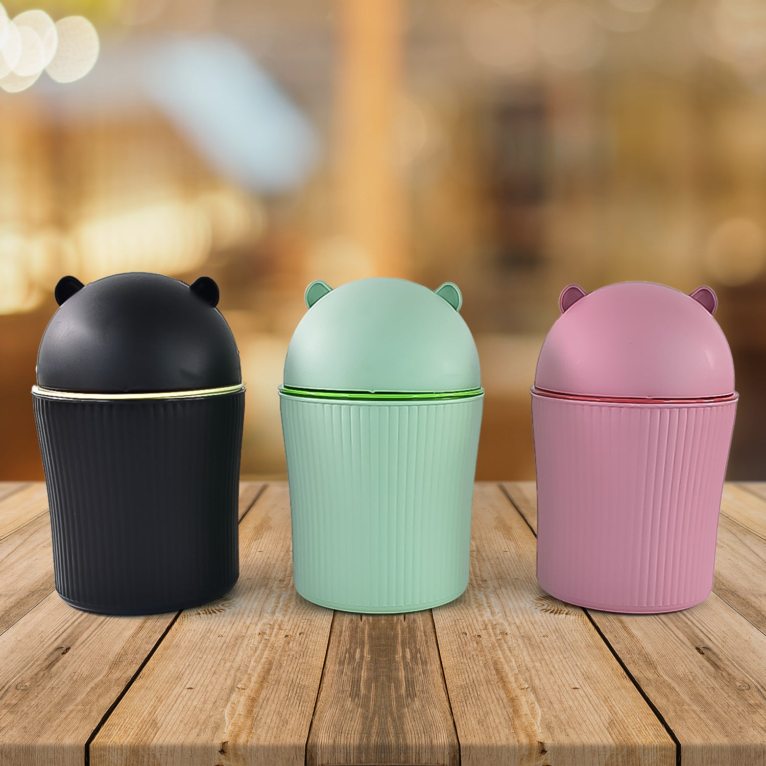 Apex Mini Tabletop Dustbin with Swing Lid (1 Pc / 1200 ML / Mix Color)