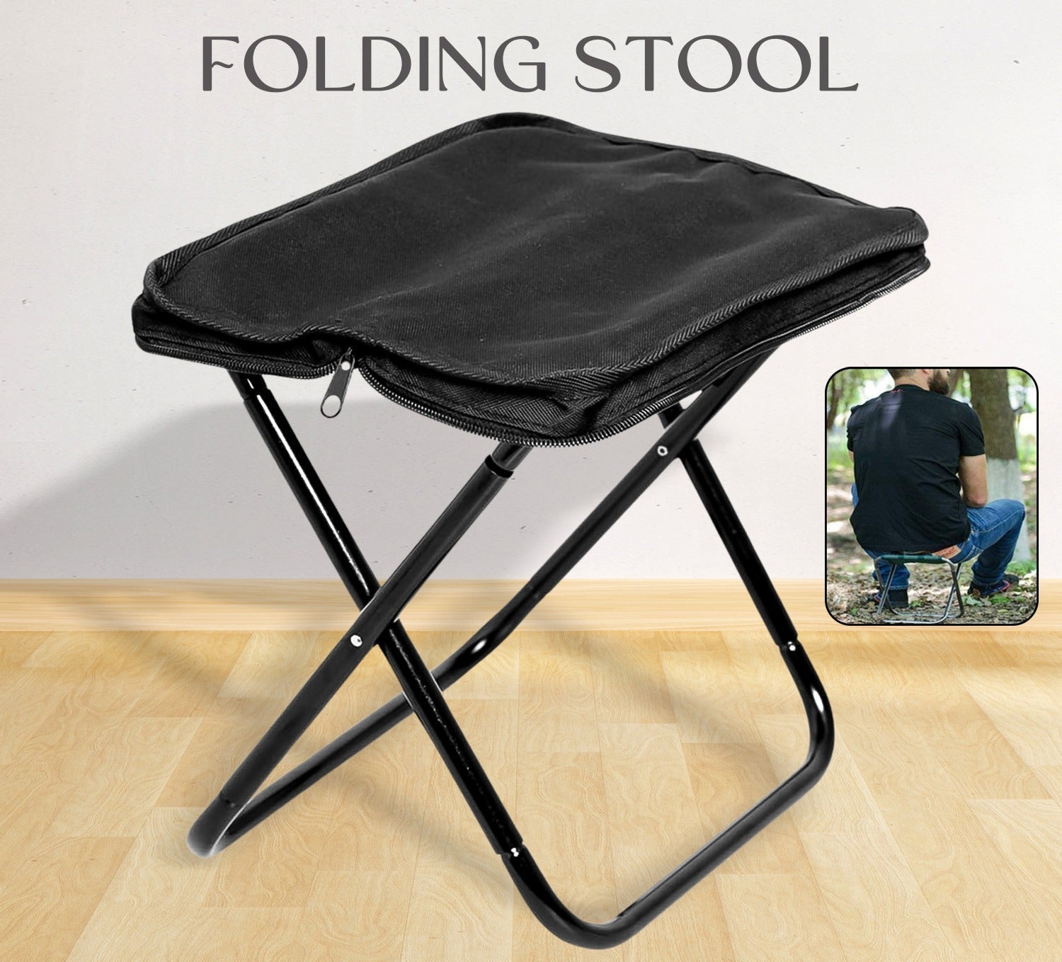 Folding Camping Stool – Collapsible Portable Travel Chair | Lightweight Outdoor Seat for Camping, Fishing, Hiking & Picnics (1 Pc)