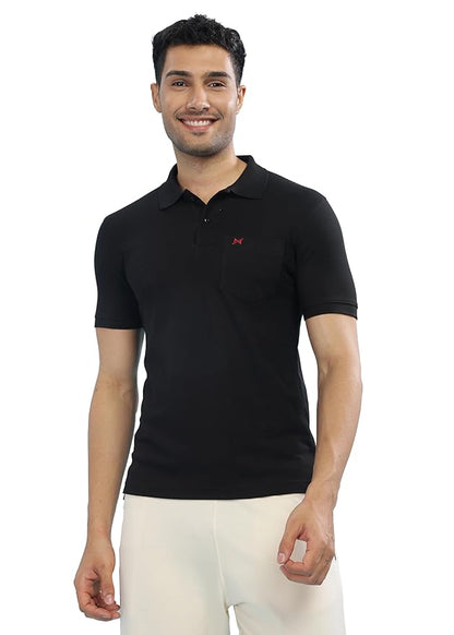 BYMN VYR Men Solid Polo Neck Pure Cotton T-Shirt