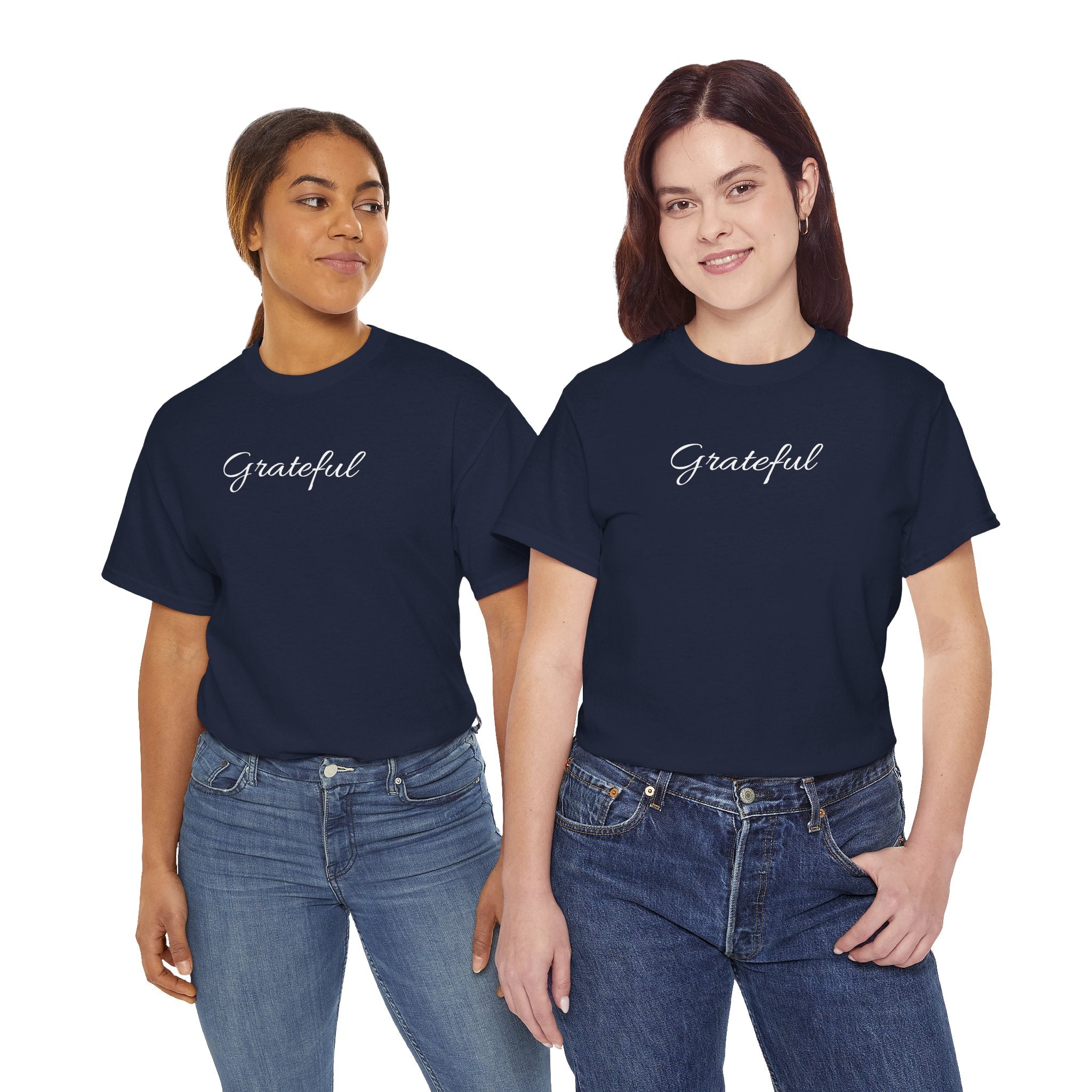 Grateful Tee — Simple Script Gratitude T-Shirt