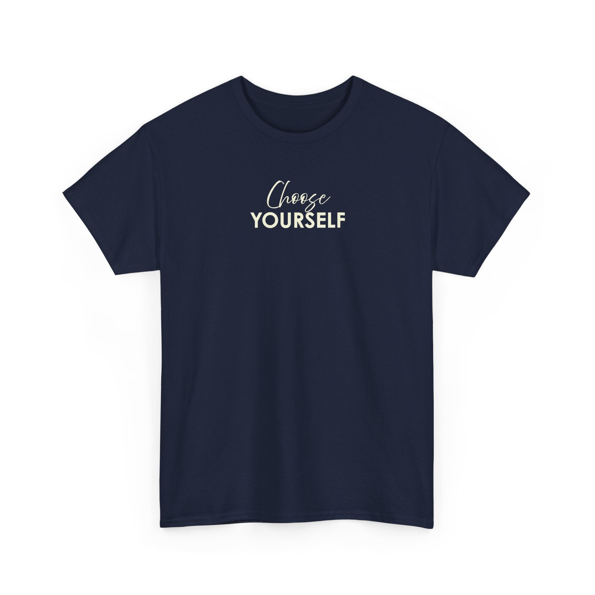 BYMNVYR Minimalist Logo T‑Shirt — White Chest Text Tee