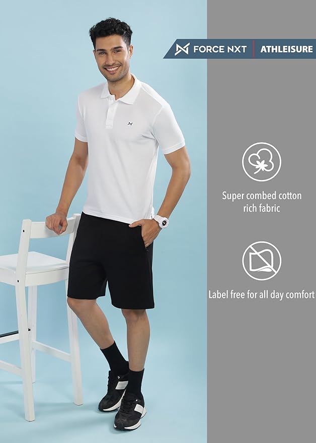 BYMN VYR Men White Solid Polo Neck Pure Cotton T-Shirt