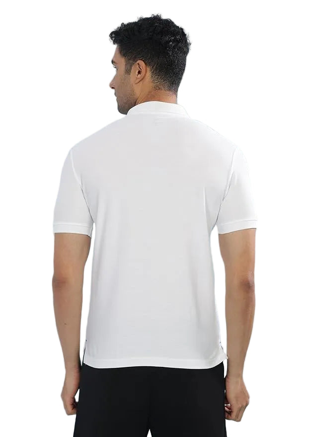 BYMN VYR Men White Solid Polo Neck Pure Cotton T-Shirt