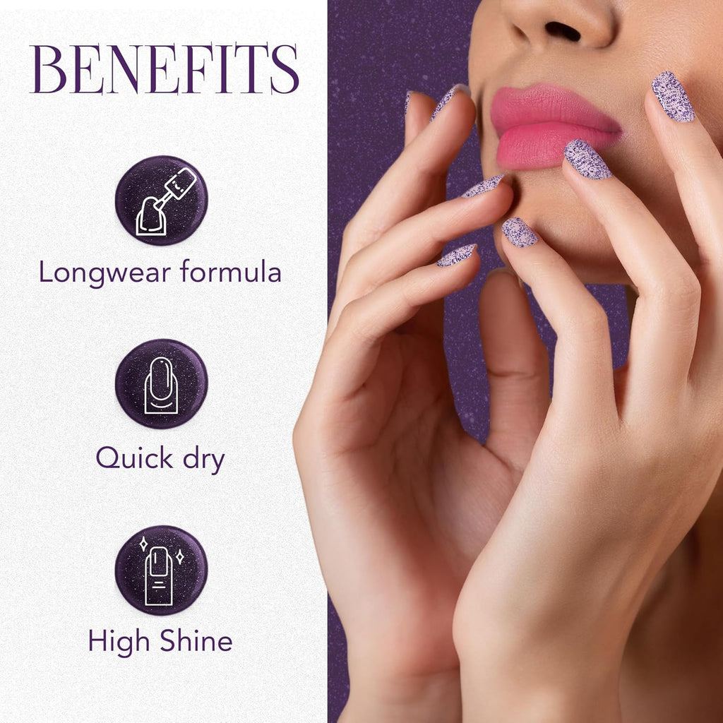 OG Beauty Purple Dazzle Starlet Glitter Nail Paint – Long-Lasting Quick Dry Sparkling Nail Polish with High-Shine Glitter Finish for Party & Festive Glam Look – 10 ML