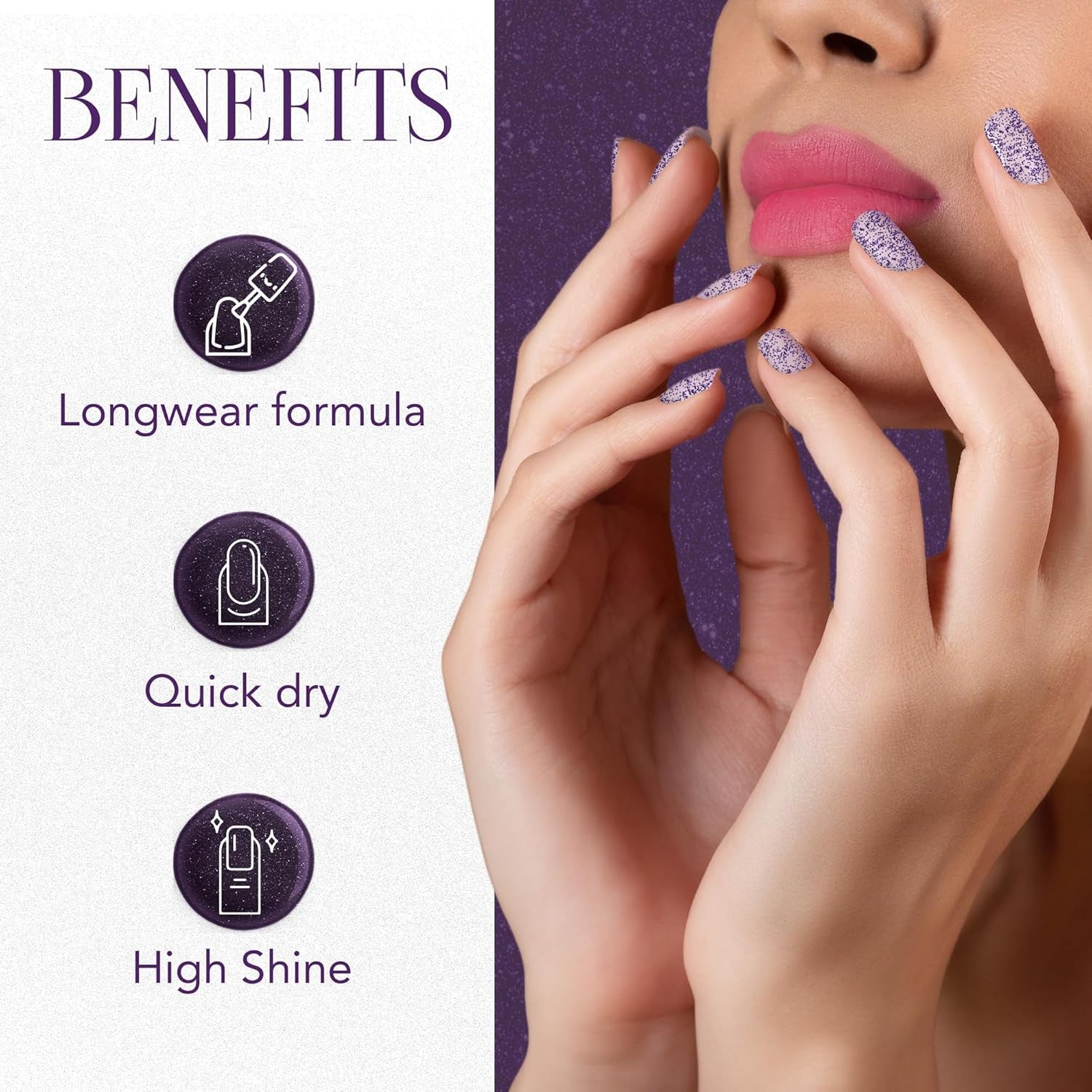 OG Beauty Purple Dazzle Starlet Glitter Nail Paint – Long-Lasting Quick Dry Sparkling Nail Polish with High-Shine Glitter Finish for Party & Festive Glam Look – 10 ML