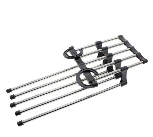 Adjustable 5-in-1 Trouser & Pants Hanger Organizer – Space-Saving Stainless Steel Multi-Layer Closet Hanger