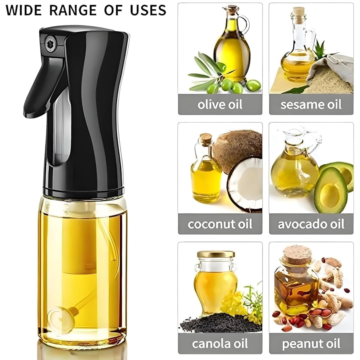 Glass Olive Oil Spray Bottle Dispenser – 200ml Refillable Cooking Oil Mister for Kitchen, Baking, BBQ & Air FryerGlass Olive Oil Spray Bottle Dispenser – 200ml Refillable Cooking Oil Mister for Kitchen, Baking, BBQ & Air Fryer
