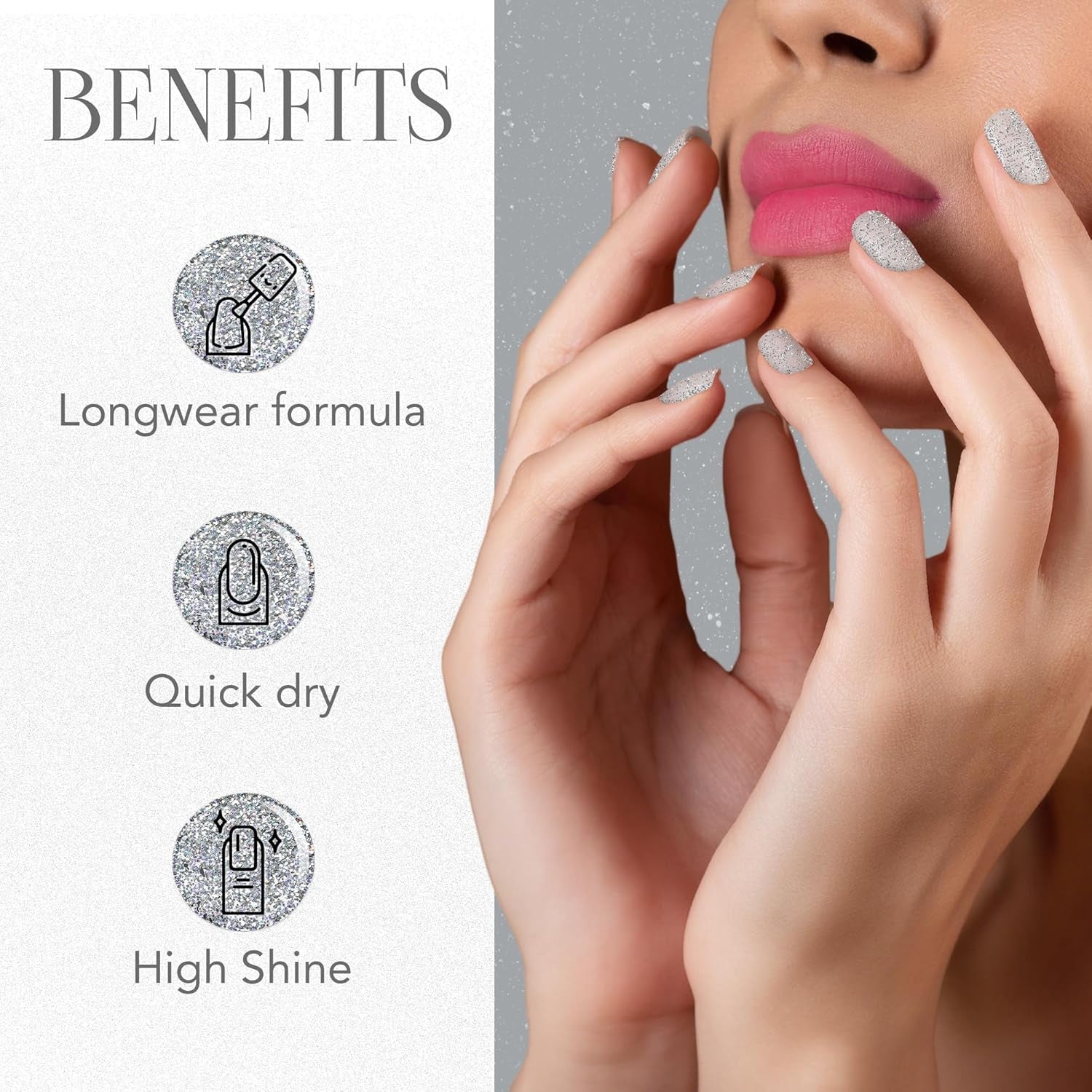 OG Beauty Silver Moonlight Starlet Glitter Nail Paint 10 ML – Quick Dry, Long-Lasting Sparkling Nail Polish for Party & Festive Look