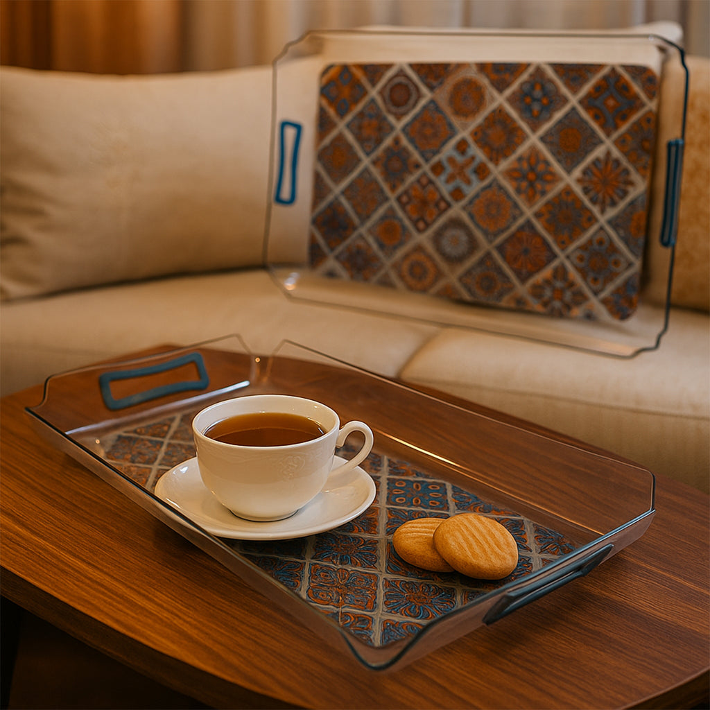 Supermom 3-Piece Multipurpose Serving Tray Set with Easy-Grip Handles – Nesting Trays for Tea, Snacks, Breakfast &amp; Party Serving