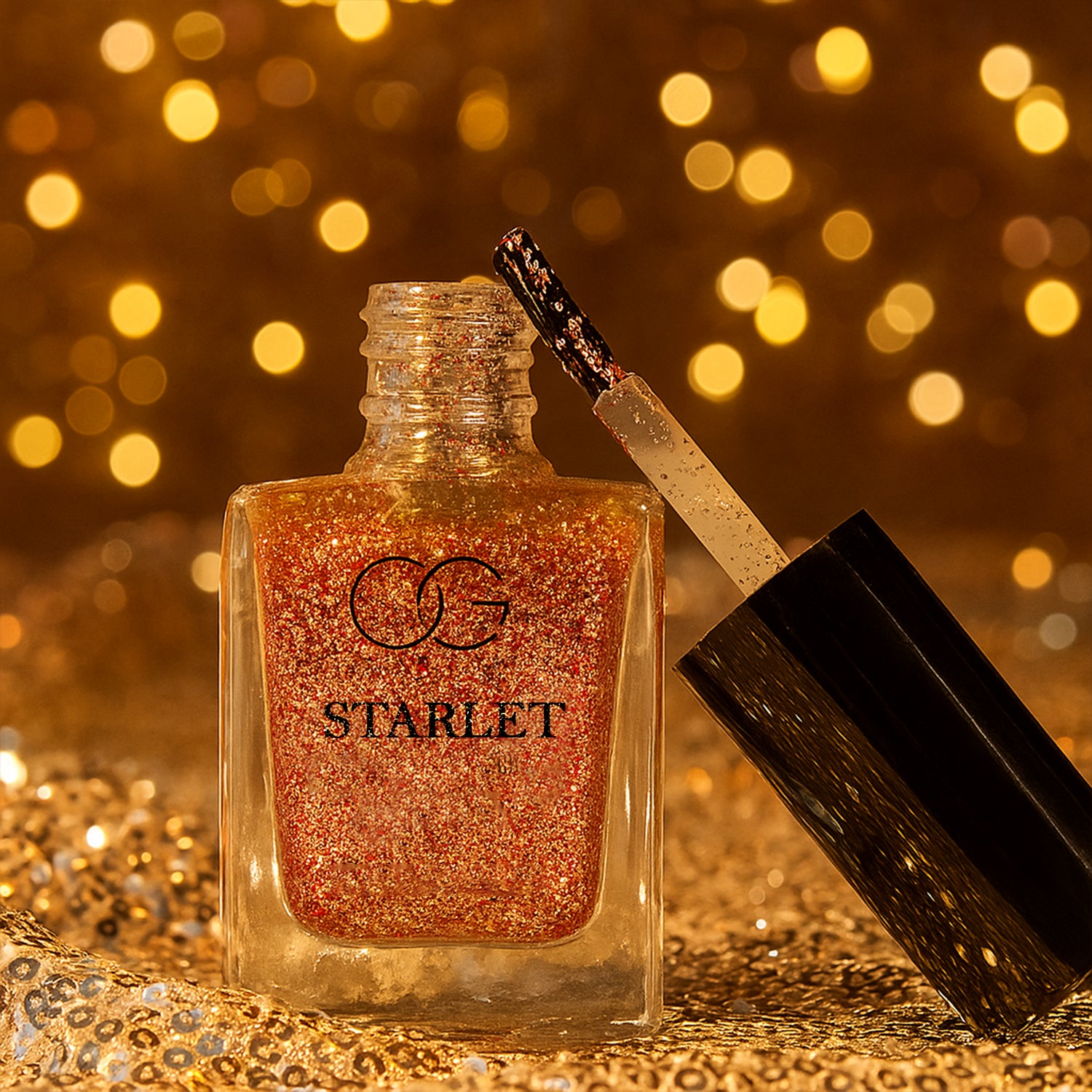 OG Beauty Metallic Rose Starlet Glitter Nail Paint – Long-Lasting Quick-Dry Sparkling Nail Polish for Party & Festive Looks – 10 ML