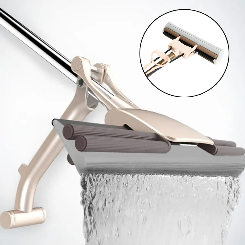 Super Absorbent Sponge Mop – Self-Cleaning Miracle Mop with Stainless Steel Handle for Floor Cleaning