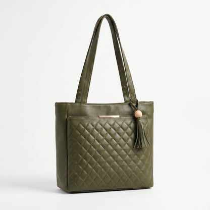 Olive Grace Quilted Tote Bag