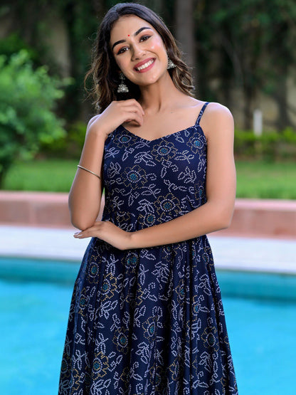 BYMN Printed Stylish Blue Dress for Women & Girls | Trendy Casual Wear