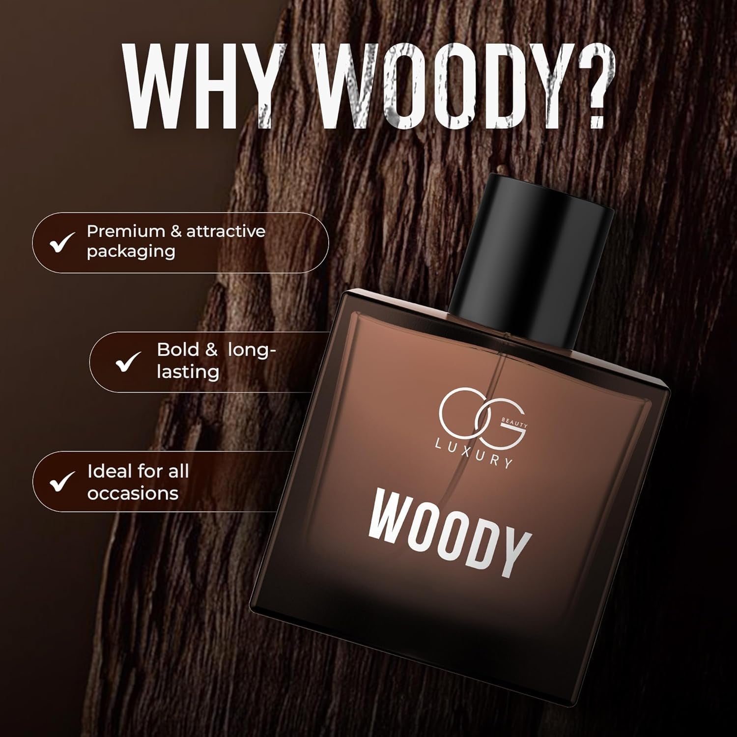OG Luxury Woody Eau De Parfum 50 ML – Long-Lasting Premium Unisex Perfume with Warm & Refined Woody Fragrance for Men and Women
