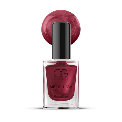 OG Beauty Scarlet Red Metallica Nail Polish + FREE Assorted Nail Paint