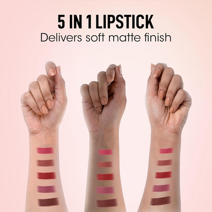 OG Beauty Sensational 5-in-1 Lipstick – Multi-Color Stick with Vitamin E – Long Lasting Matte & Creamy Finish – 7.5 GM – Travel-Friendly Lip Makeup