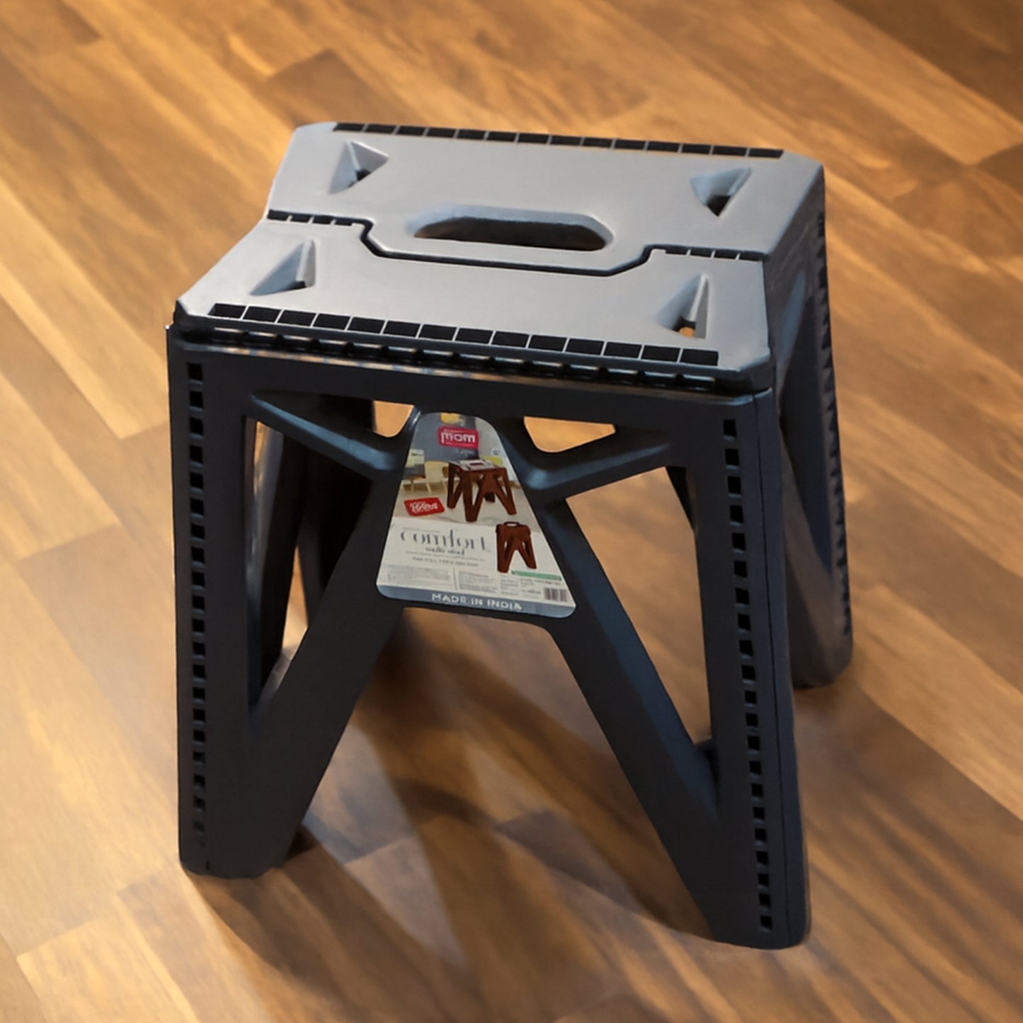 Supermom Comfort Multi-Purpose Folding Stool – Heavy Duty Portable Plastic Stool for Home, Office, Kitchen &amp; Outdoor Use (18 Inch)