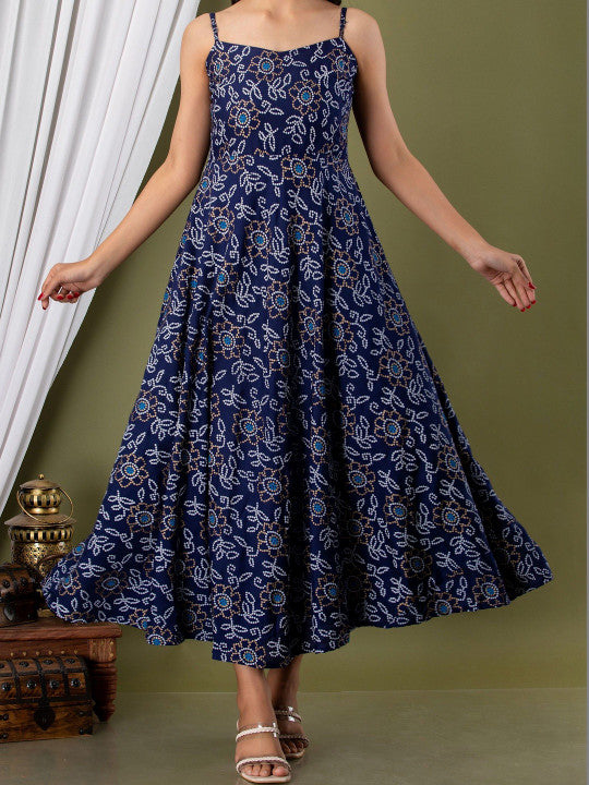 BYMN Printed Stylish Blue Dress for Women & Girls | Trendy Casual Wear