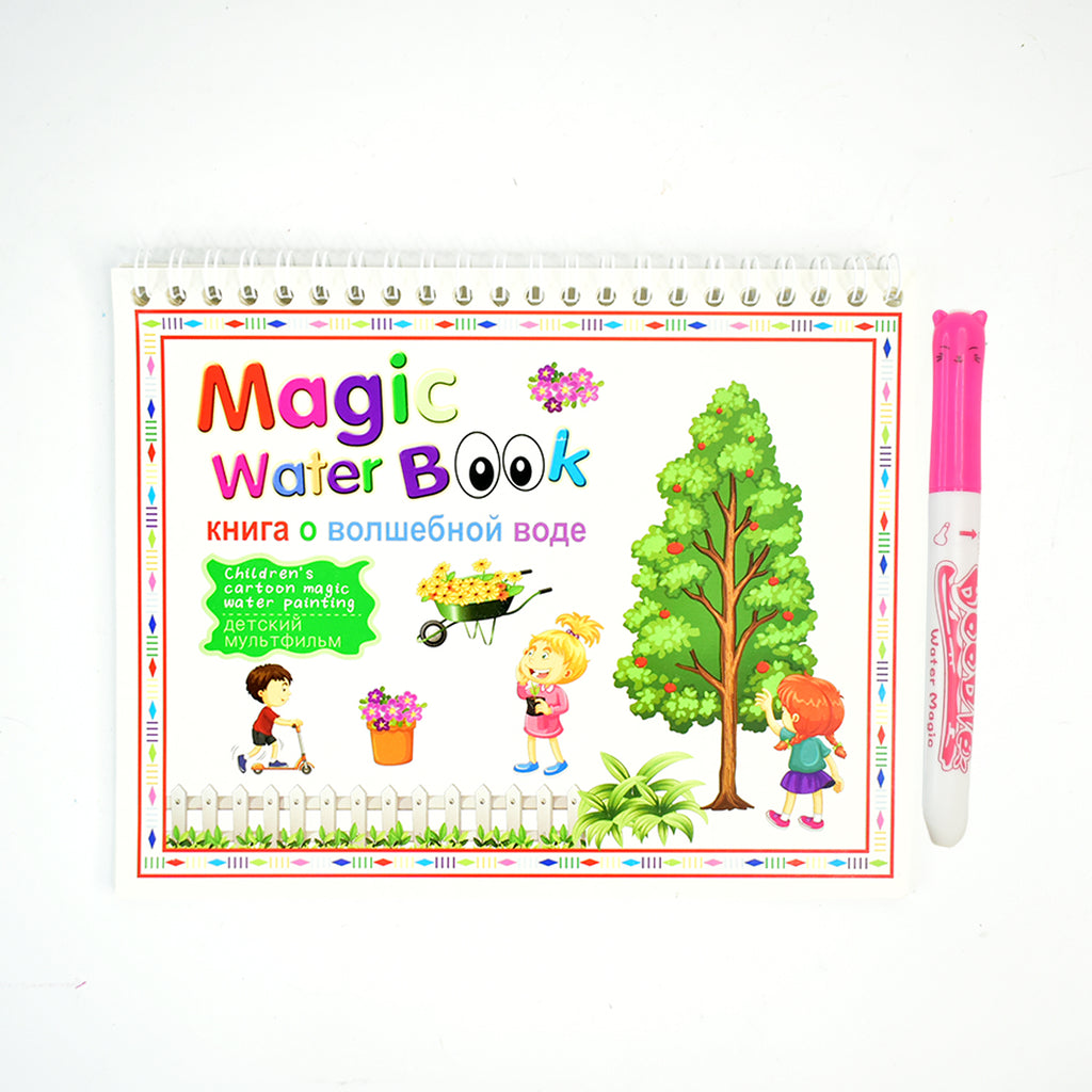 Children’s Magic Water Drawing Activity Book – Mess-Free Reusable Coloring Book with Water Pen (1 Pc)