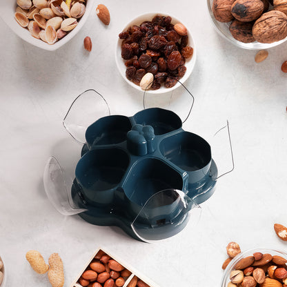 Lotus Shape Rotating Dry Fruit & Snack Organizer Box – Multi-Compartment Candy Nut Storage Container (1 Pc)