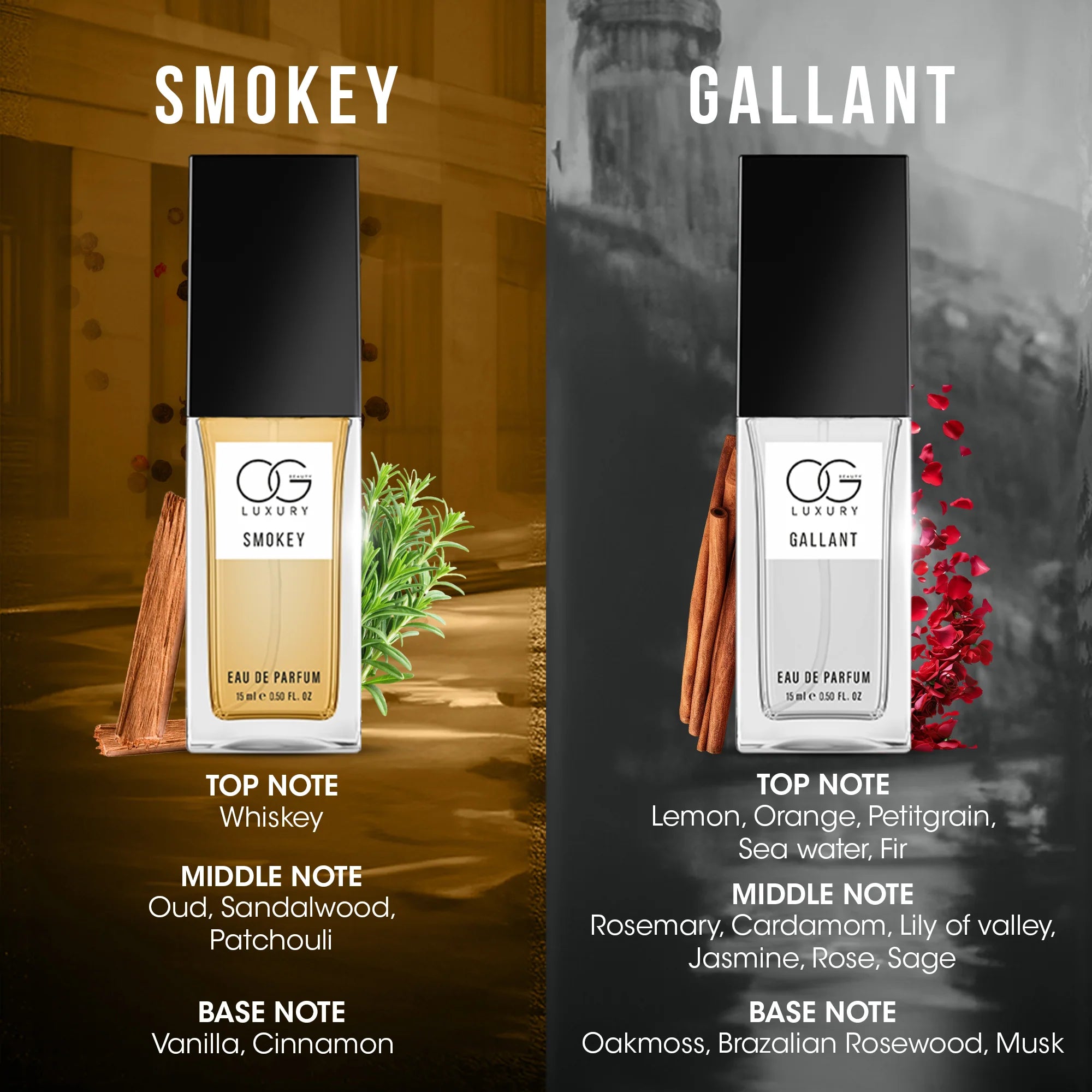 OG Luxury Perfume Gift Set 4-in-1 Eau De Parfum Collection – Woody, Smokey, Gallant & Skyway – Premium Long-Lasting Unisex Fragrance Pack (4 x 15 ML)