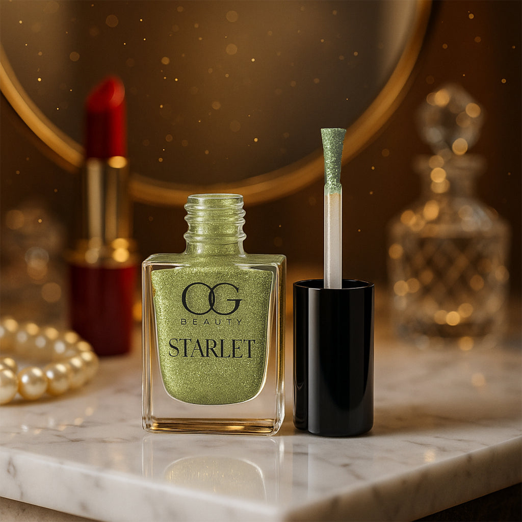 OG Beauty Sunshine Gold Starlet Glitter Nail Paint 10 ML – Long-Lasting, Quick-Dry, Sparkling Glitter Finish for Party & Festive Nails