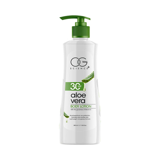 OG Beauty Science+ Aloe Vera Body Lotion with SPF 30 & Vitamin E – Deep Hydration, Sun Protection & Nourishing Lightweight Non-Greasy Skincare Formula – 350 ML Pump Bottle