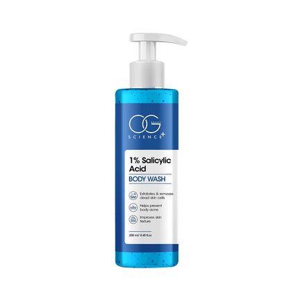OG Beauty Science+ 1% Salicylic Acid Body Wash – Exfoliating Anti-Acne Shower Gel for Smooth, Clear & Healthy Skin – 250 ML Pump Bottle