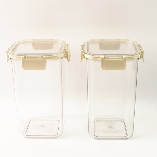 Apex Press N’ Lock Airtight Kitchen Storage Container Set – 2 Pcs – 1400ML Square Dry Storage Jar