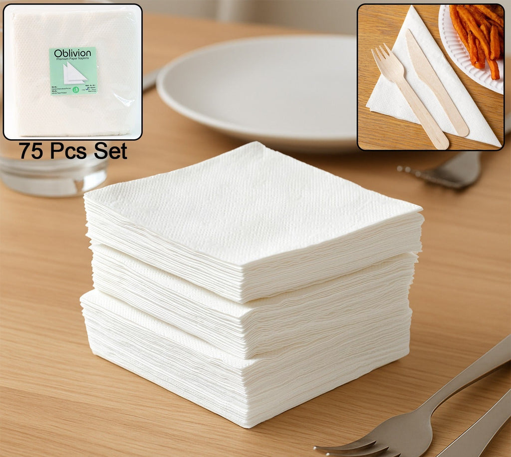 Soft & Absorbent Disposable Tissue Paper / Napkins – 75 Pcs Set | Ideal for Dining Table, Parties, Cafes, Catering & Daily Use