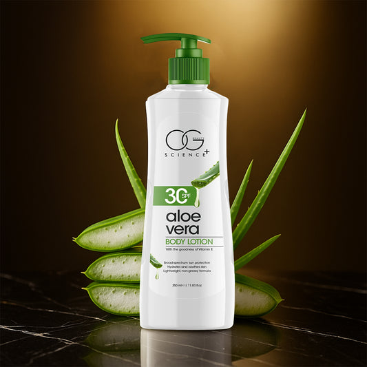 OG Beauty Science+ Aloe Vera Body Lotion with SPF 30 & Vitamin E – Deep Hydration, Sun Protection & Nourishing Lightweight Non-Greasy Skincare Formula – 350 ML Pump Bottle